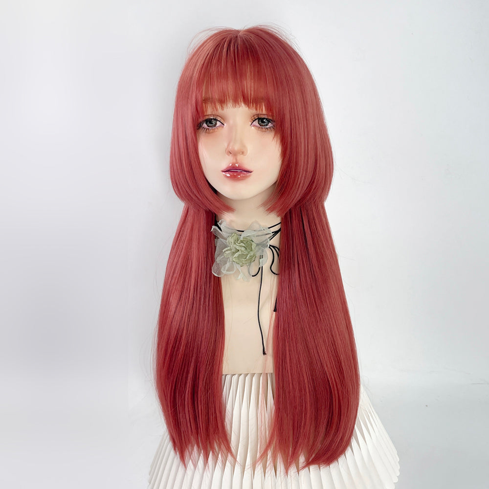 Two-dimensional pink Jifa long straight hair A40779
