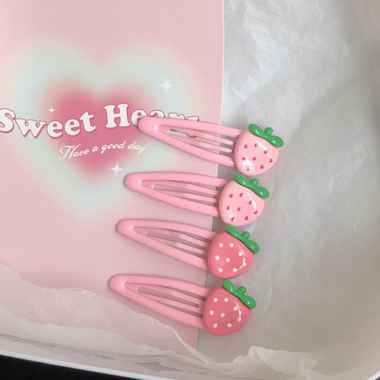 Cute shiny strawberry bb hair clip A40869