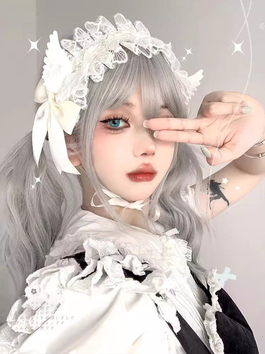 Silver and white mixed color Lolita gradient JK wig A40951