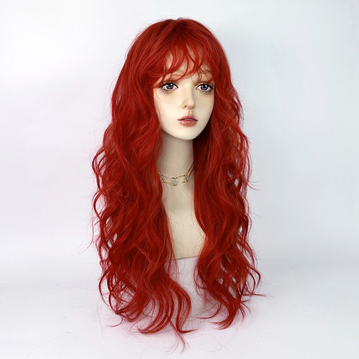 Raspberry red big wavy long hair A40722