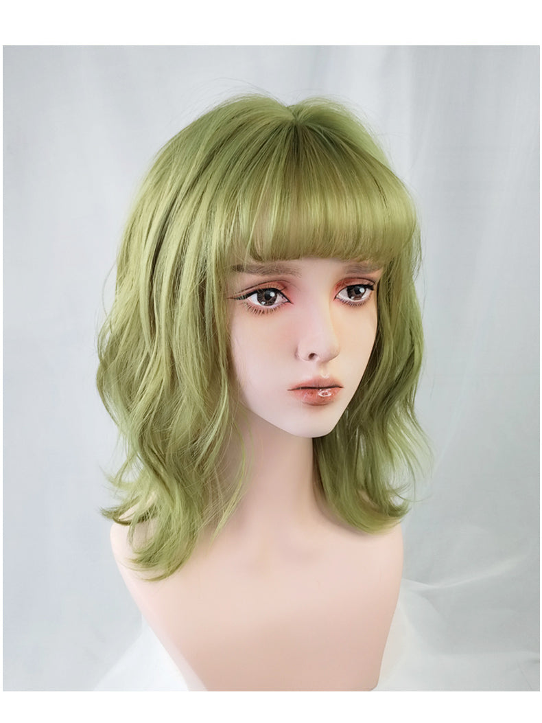 lolita princess cut green wig A40626