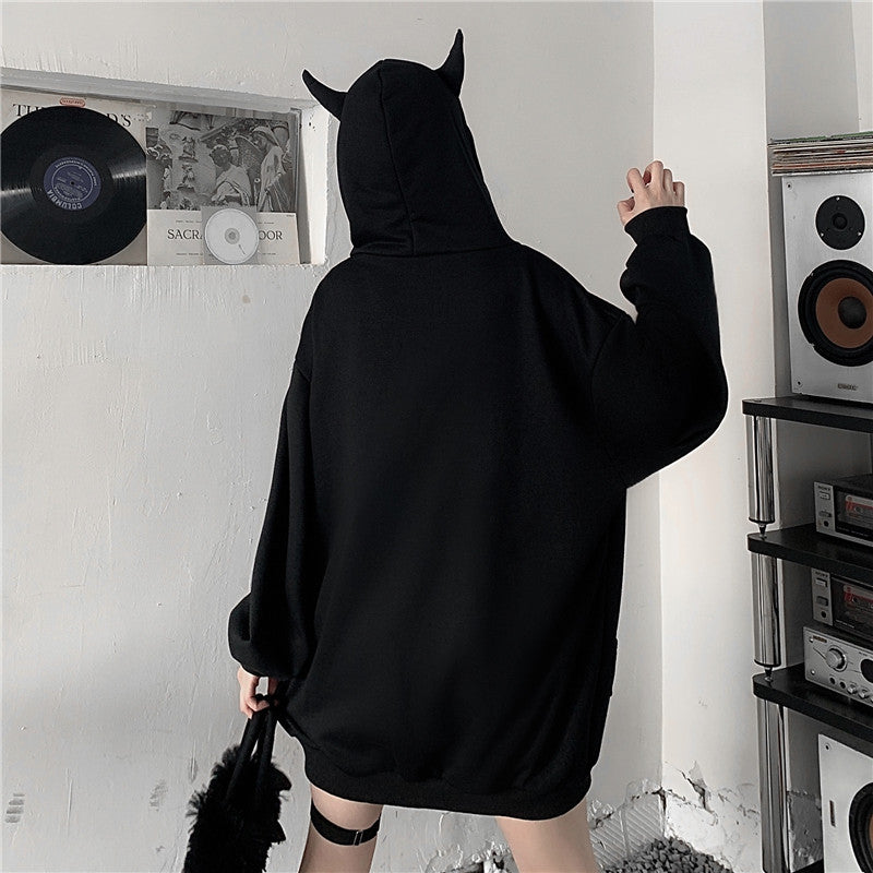 Dark series little devil hooded sweater A40901