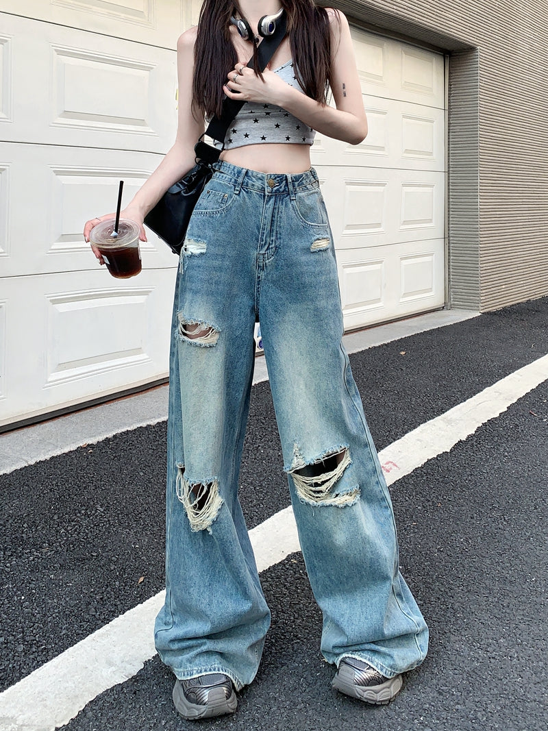 Ripped Straight Jeans A40737
