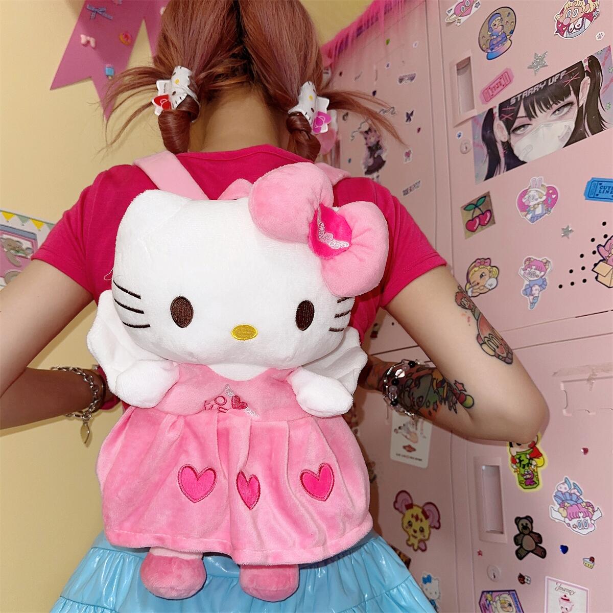 Y2K Hot Girl Pink Kitten Plush Backpack A40749