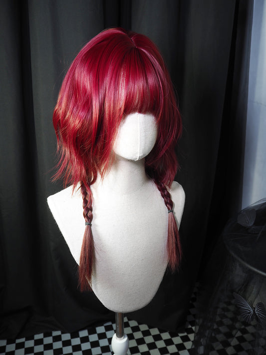 Jellyfish braid red gradient wig A41121