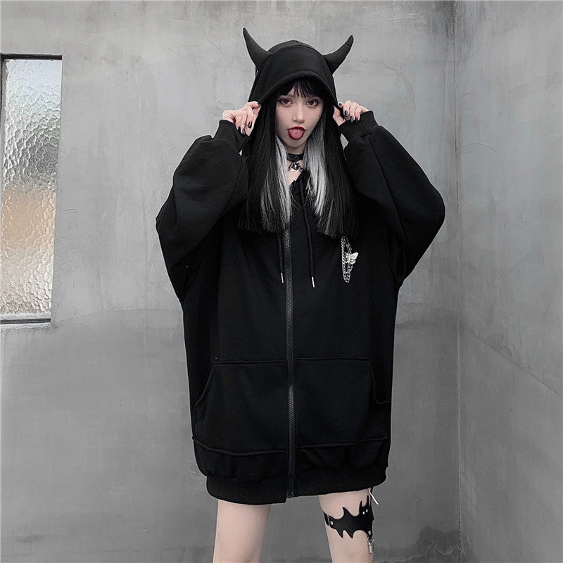Dark series little devil hooded sweater A40901