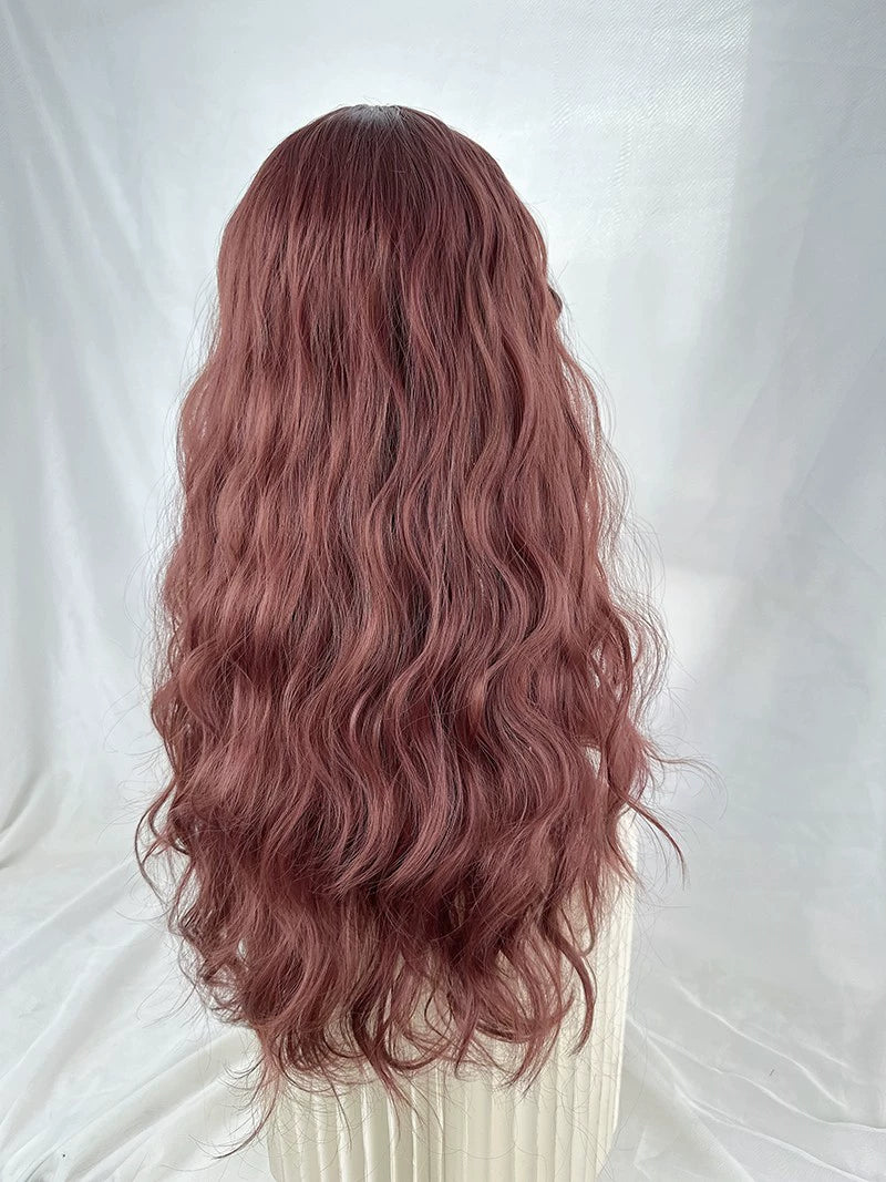 Red brown romantic long curly hair AP304