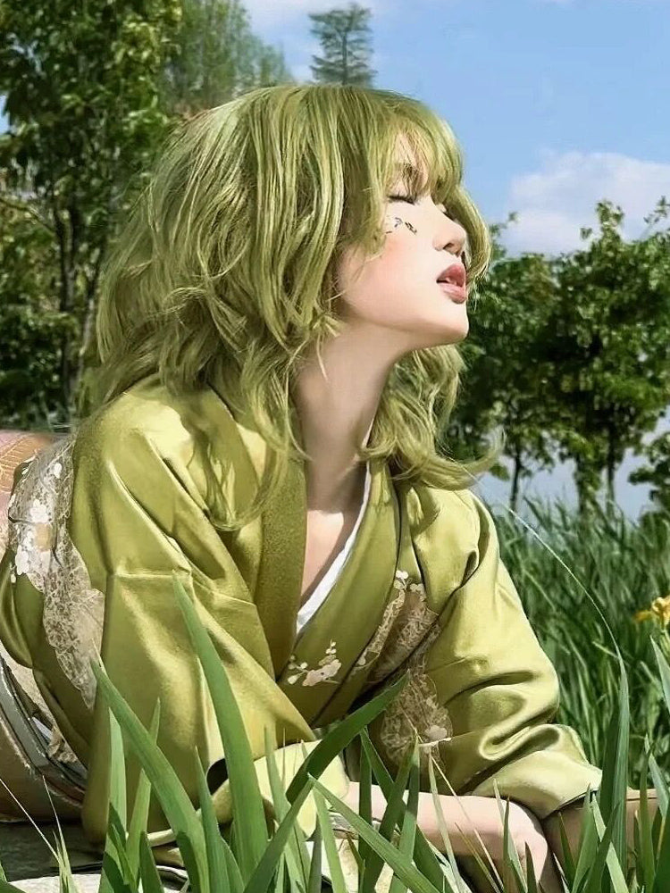 lolita princess cut green wig A40626