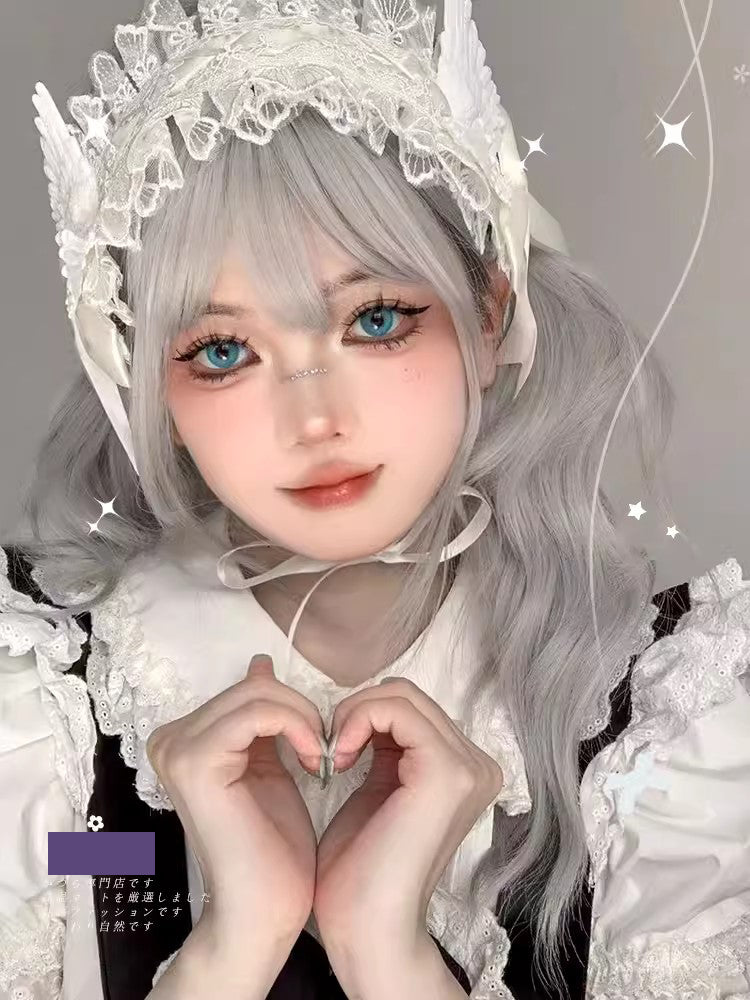 Silver and white mixed color Lolita gradient JK wig A40951