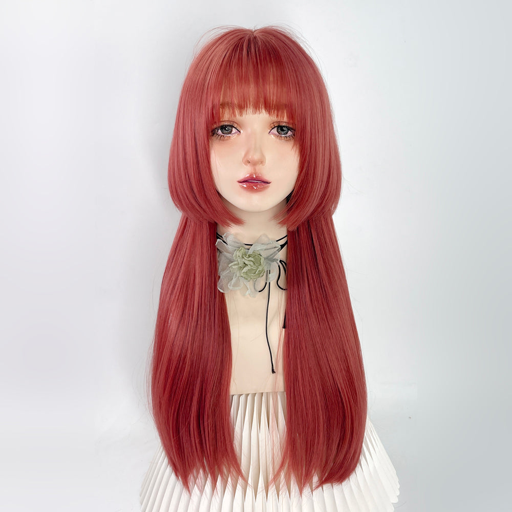 Two-dimensional pink Jifa long straight hair A40779