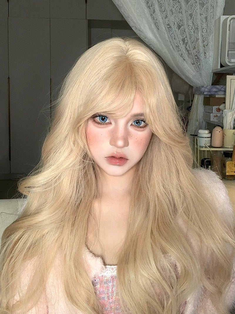 Everyday soft girl lolita jk golden curly hair AP143