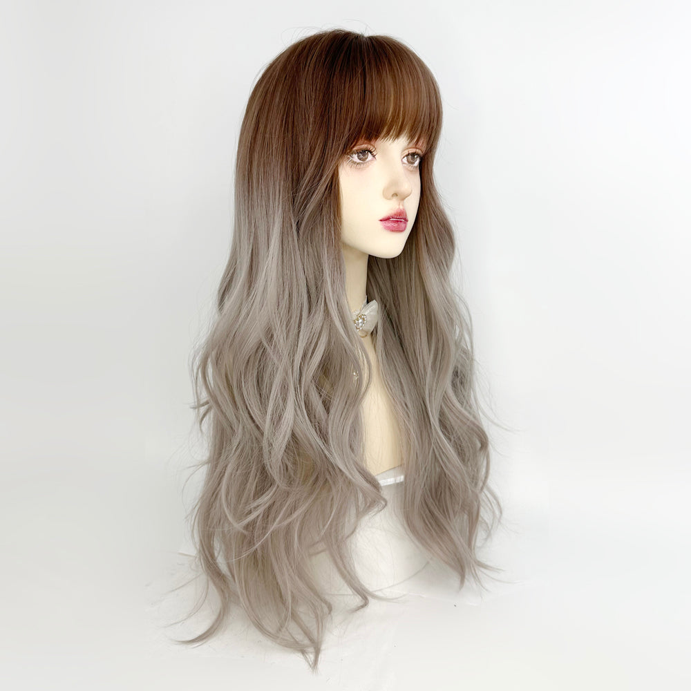 Gray gradient big wave wig A40778