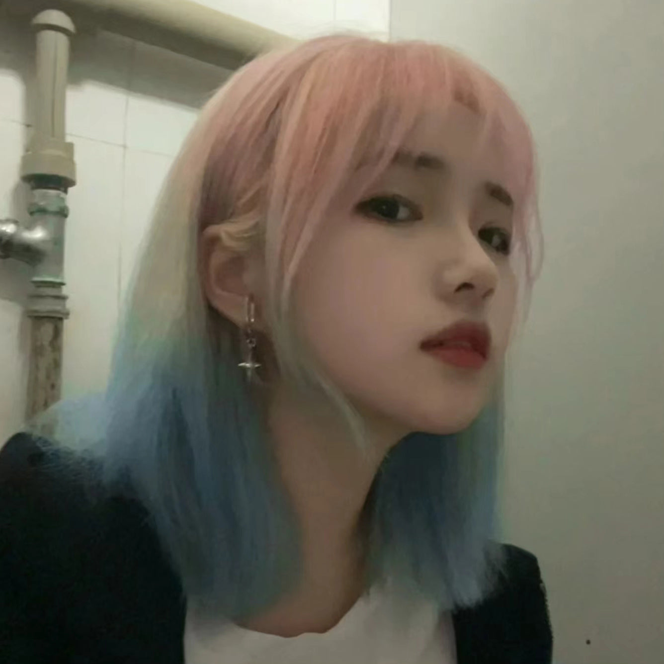 Pink blue gradient wig AP110