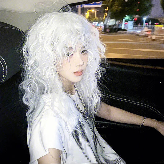 White Wool Curl Layered Teenager Wig A40888