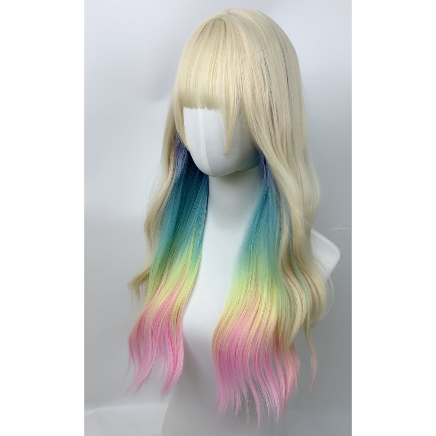 Rainbow little white horse long curly hair A40923