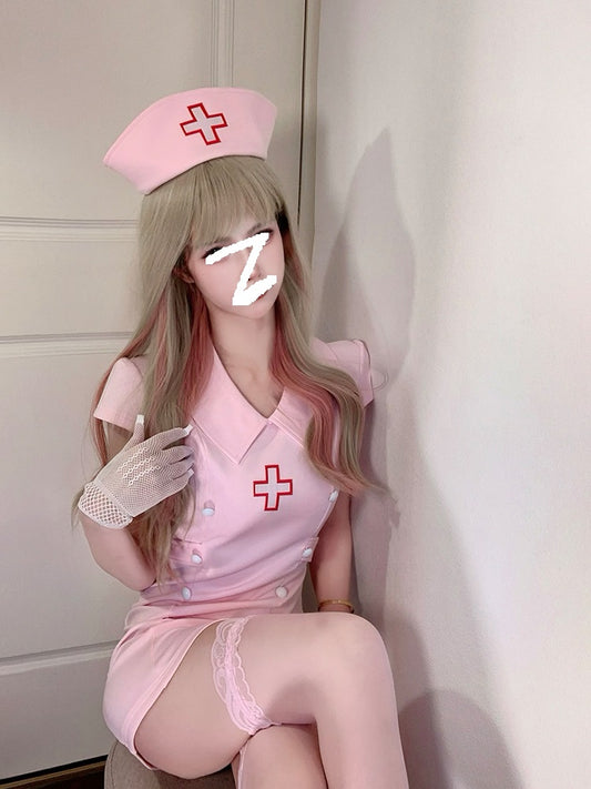 Nurse uniform cosplay costume (outfits+hat+stocking)AP187