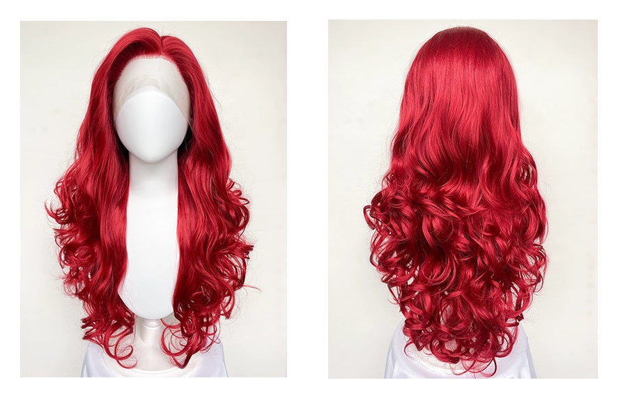 Lace front red wavy wig A41190