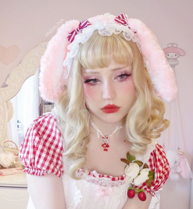 Strawberry rabbit cake bear headband A10616