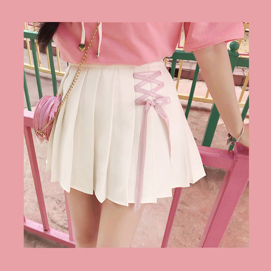 Pink cute strappy skirt A10610