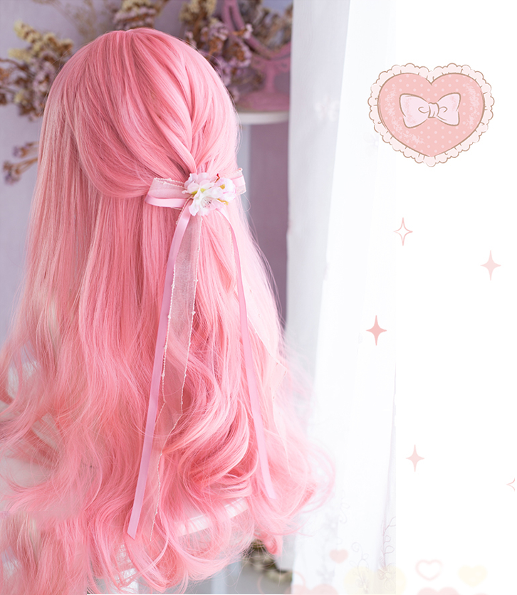Lolita Cherry Coral Pink Long Curly Hair A10117