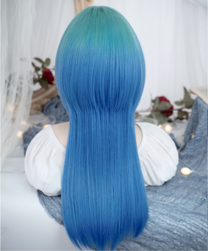 Blue green jk gradient wig A40589