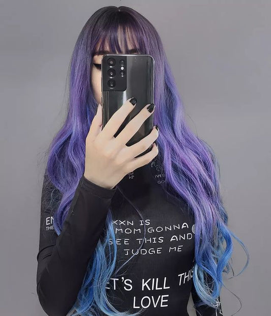Blue and purple two-tone wig A30127