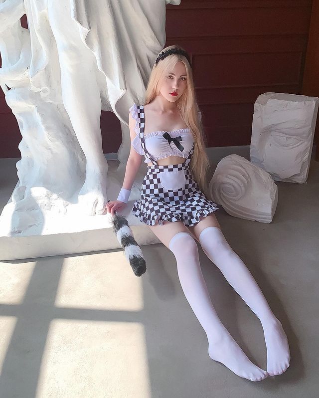 cosplay grid maid uniform A30737