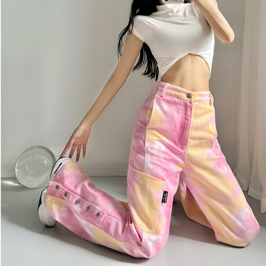 Pink Tie-Dye Jeans A40117