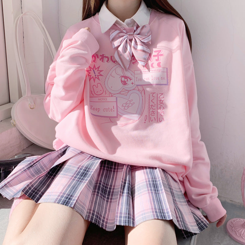 Cute sweet girl pink tender cartoon T-shirt A40504