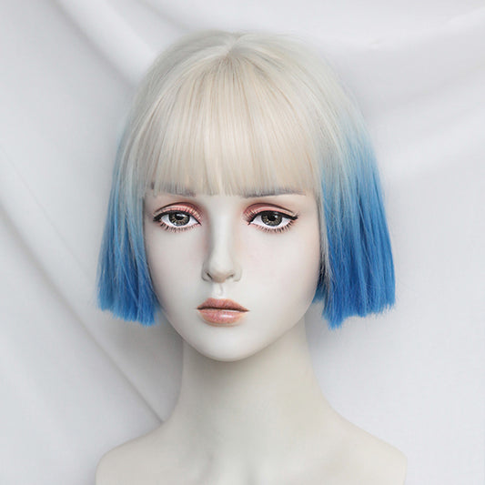 silver blue wig A30608