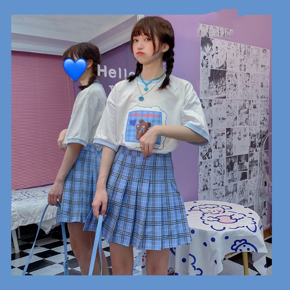 Creamy girl blue skirt A20427