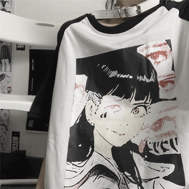 Harajuku Diablo T-shirt with cartoon print A20894