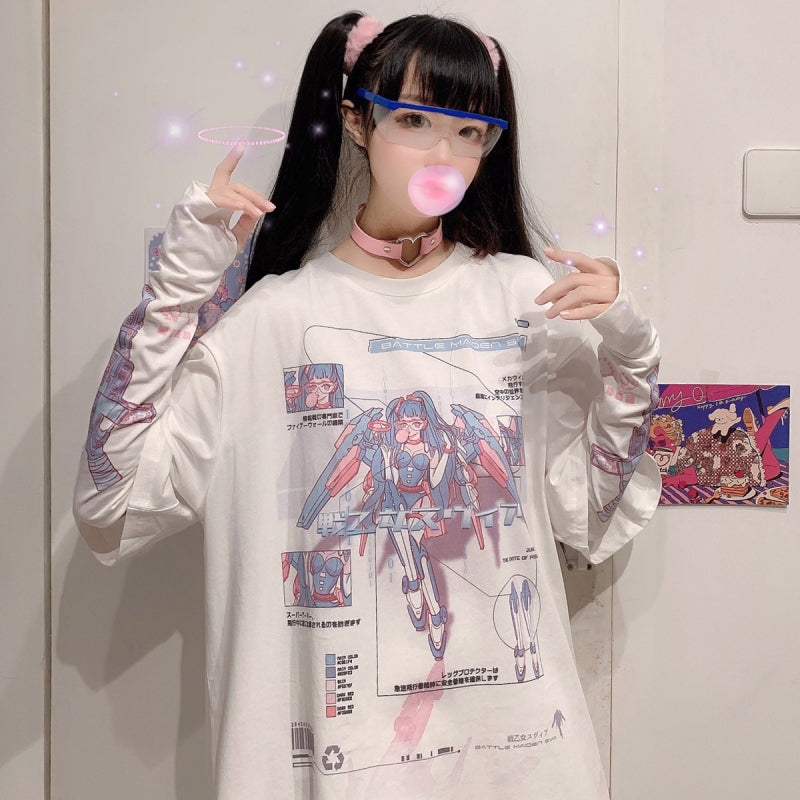 Harajuku style anime print T-shirt + sleeves A20935