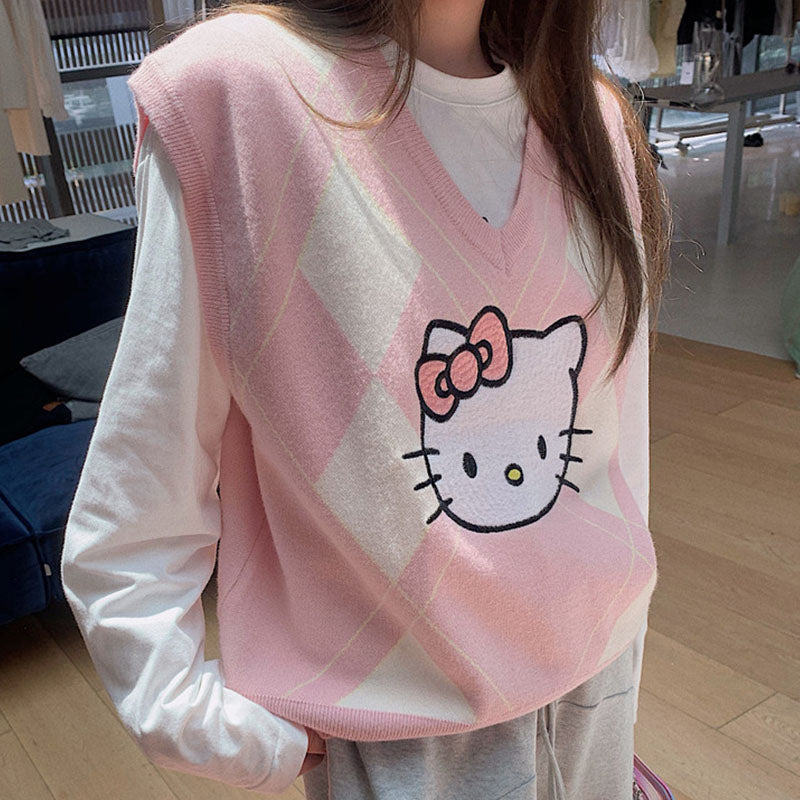 Pink Cat Knit Vest A10642