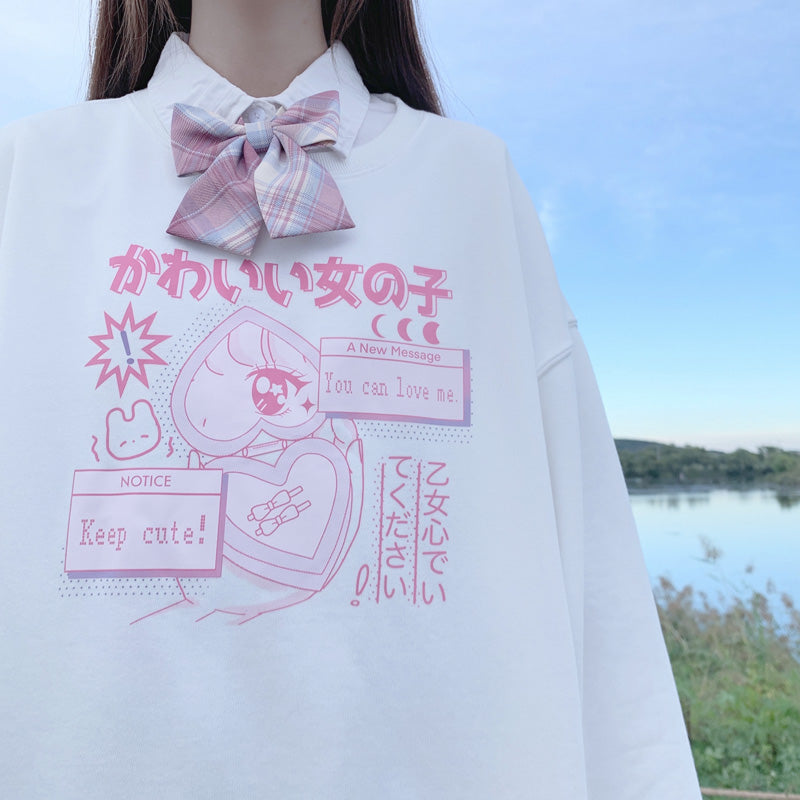 Cute sweet girl pink tender cartoon T-shirt A40504