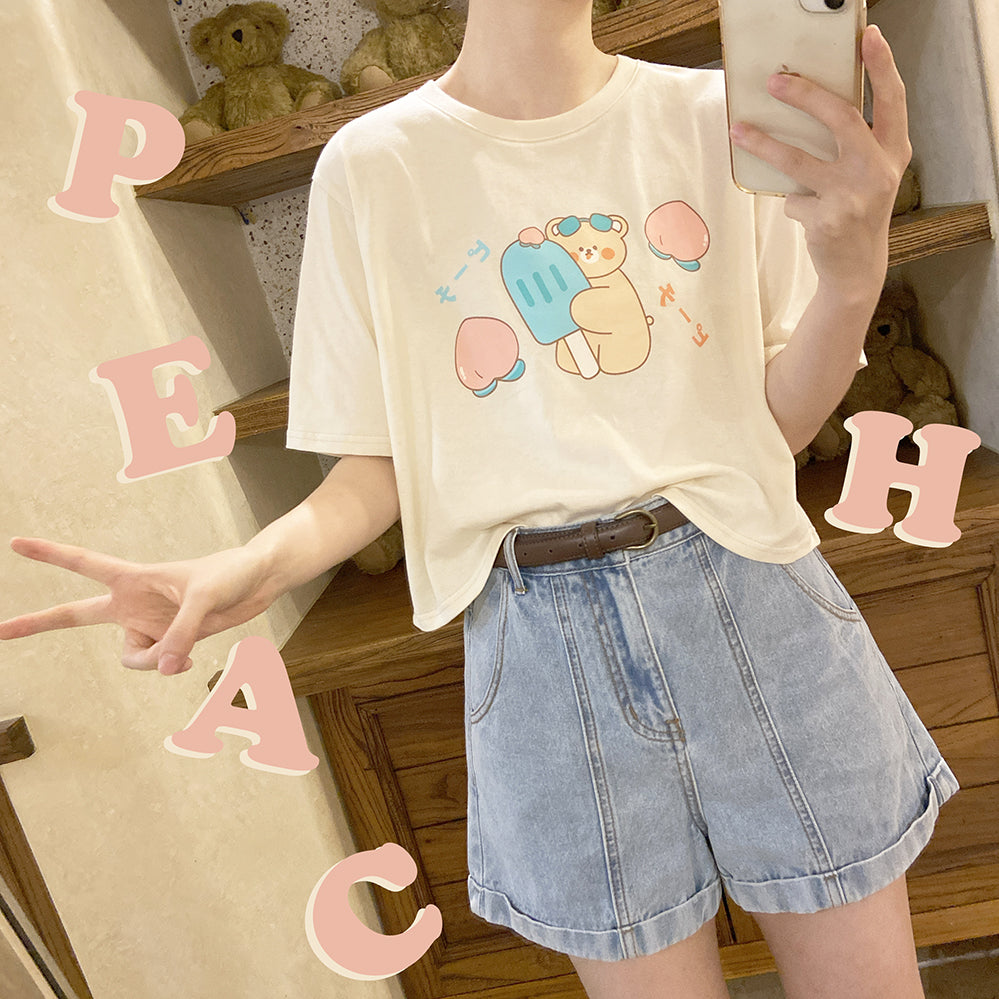 Cute Peach Bear T-Shirt A40097
