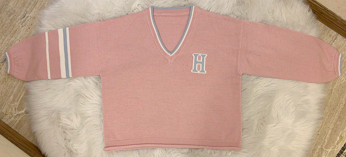 College style sweet girl V-neck sweater A40216