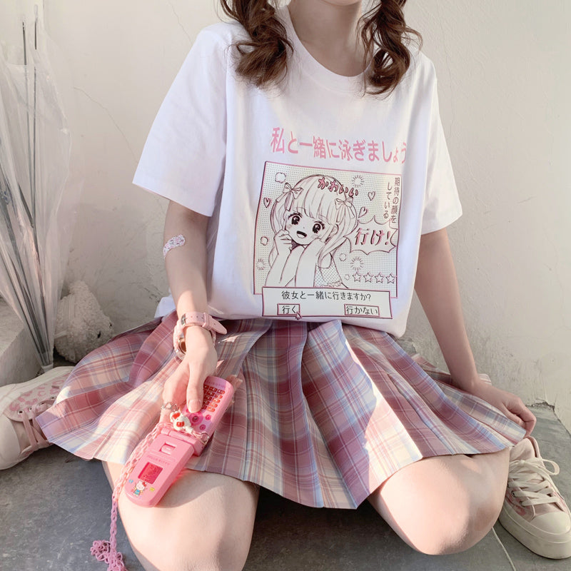Energetic girl print T-shirt A30813