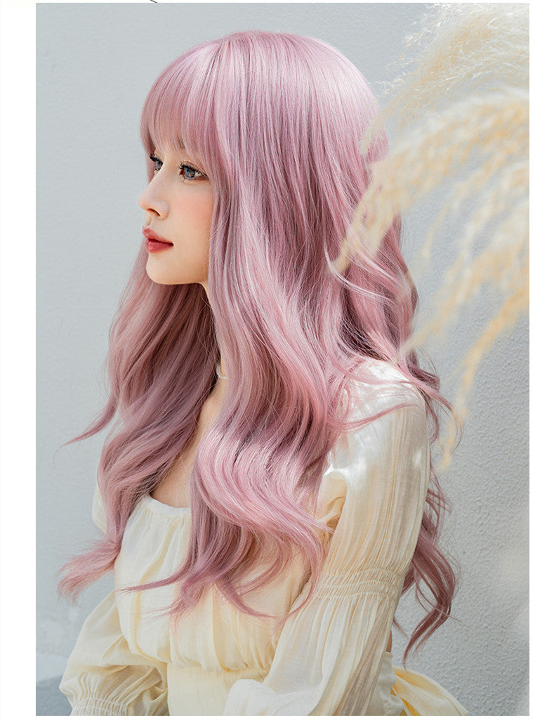 Sakura pink wavy long curly hair A31039