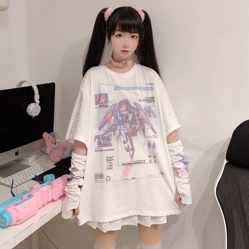 Harajuku style anime print T-shirt + sleeves A20935