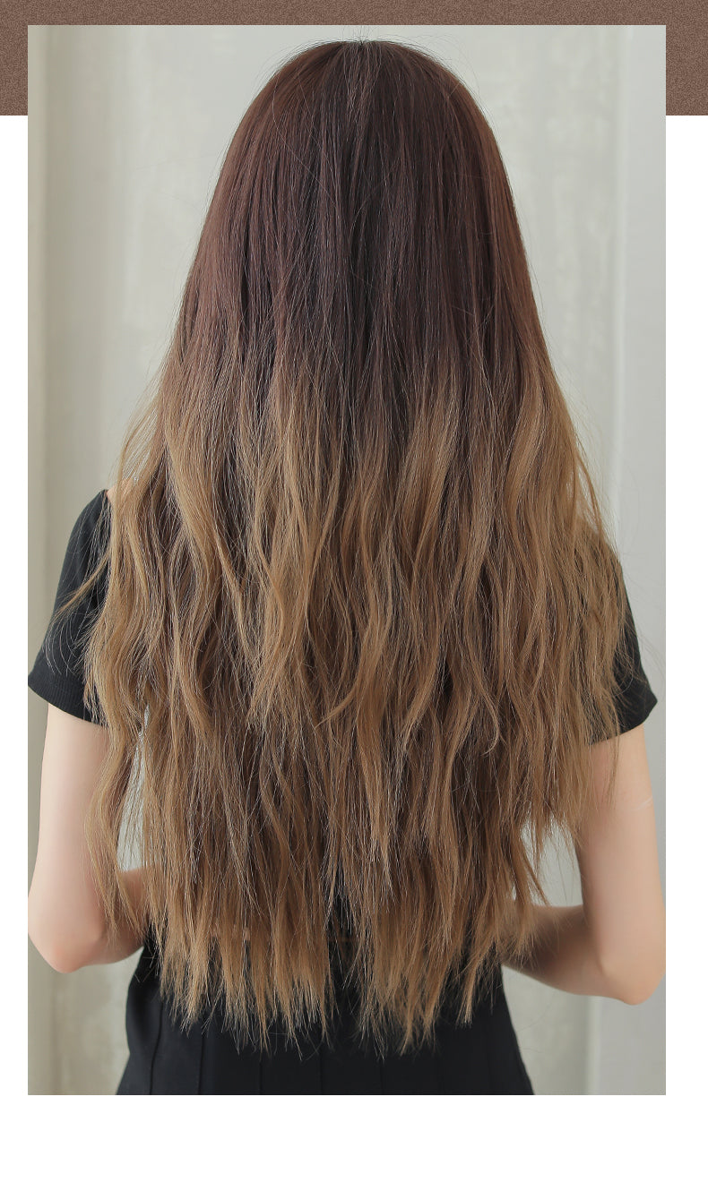 Water ripple highlights gradient long curly hair A30636