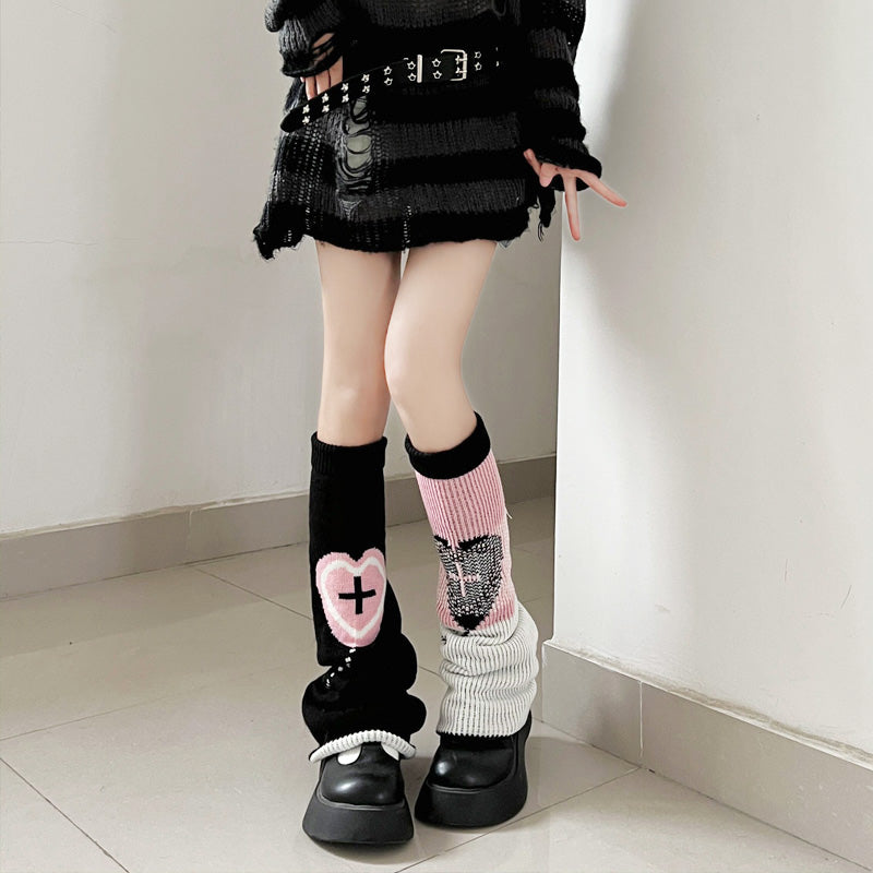 Knitted love JK pile socks (both sides can be worn) A40249 