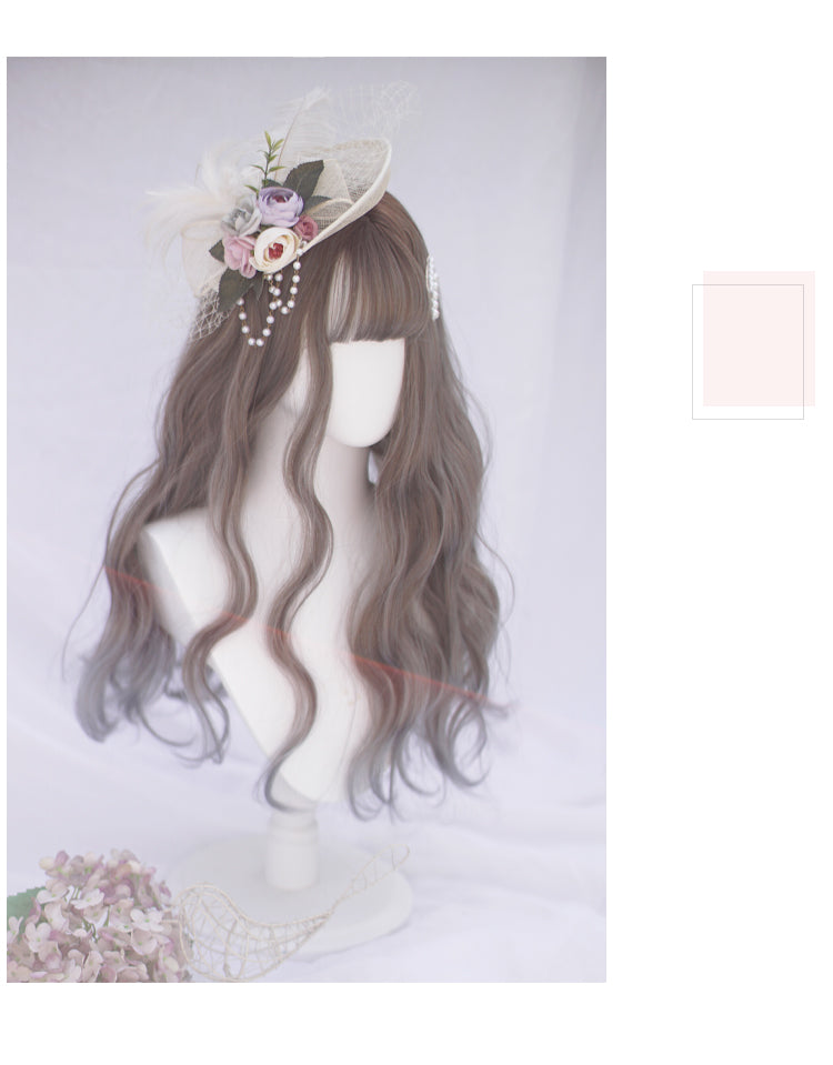Rice Perm Water Pattern Roll Gray Blue Wig A30763
