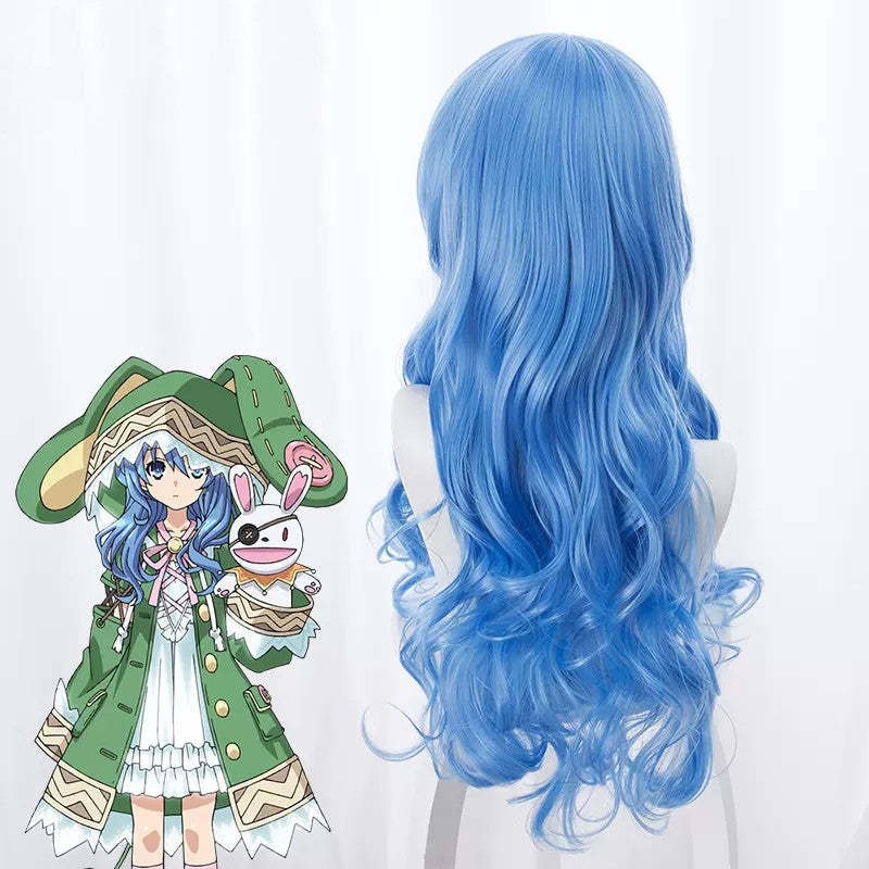 Yoshino mixed blue long curly hair A40336