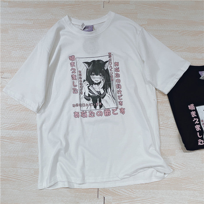 Dark girl print T-shirt A20933