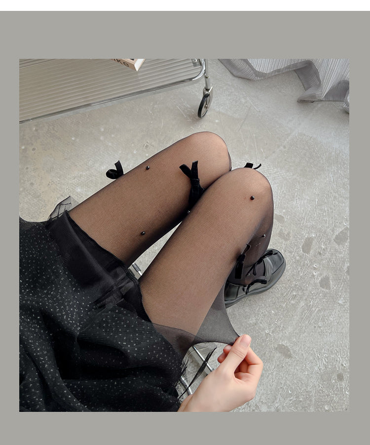 JK Lolita bow stockings A40521