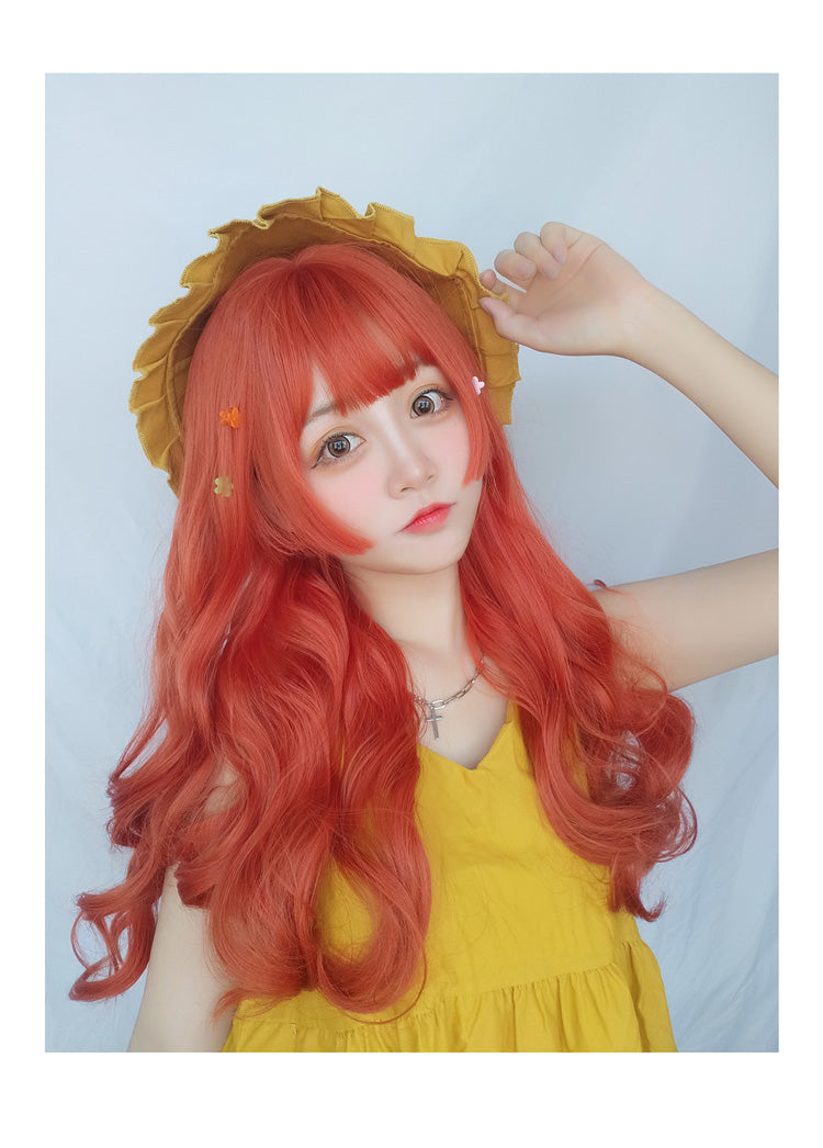 Orange fashion big wave wig A10275
