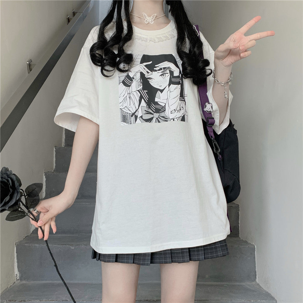 Cute Print Short Sleeve T-Shirt A30960