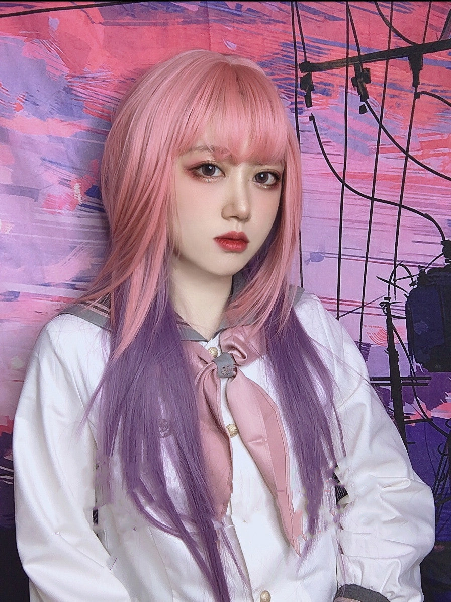 Sweet pink purple wig A30173