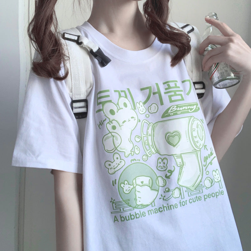 Bunny Bubble Machine Print T-Shirt A30814
